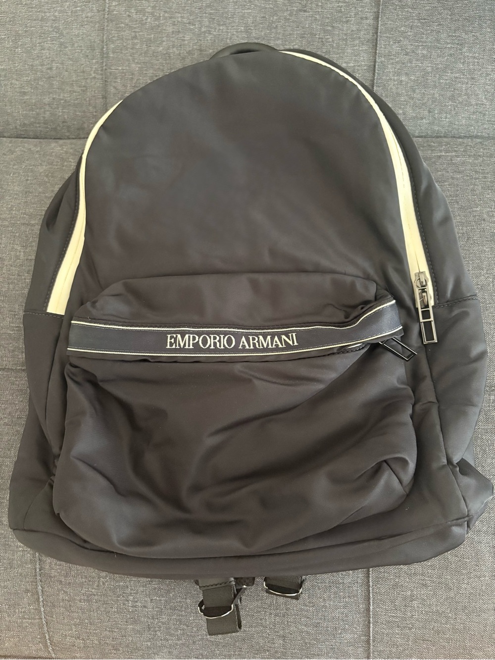 Emporio Armani Black Nylon Logo Backpack